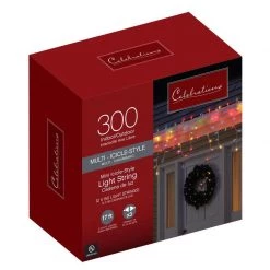 Promo ๐ Celebrations Incandescent Mini Multicolored 300 ct Icicle Christmas Lights 17.37 ft. ๐