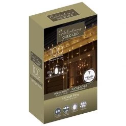 Discount 👏 Celebrations Gold LED Mini Clear/Warm White 100 ct Icicle Christmas Lights 5.67 ft. ⌛