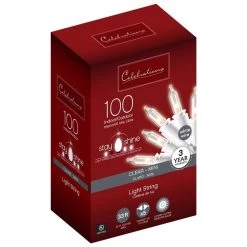 Buy 🛒 Celebrations Stay Shine Incandescent Mini Clear/Warm White 100 ct String Christmas Lights 33 ft. 😀