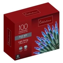 Coupon ✨ Celebrations Incandescent Mini Blue 100 ct String Christmas Lights 20.625 ft. 🎁