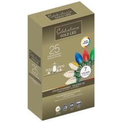 Outlet 👏 Celebrations Gold LED C9 Multicolored/Warm White 25 ct String Christmas Lights 8 ft. 🔔