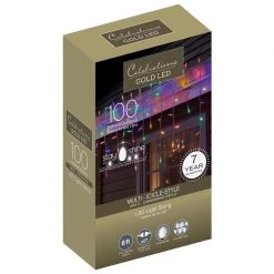 New ⭐ Celebrations Gold LED Mini Multicolored 100 ct Icicle Christmas Lights 5.67 ft. ✔️