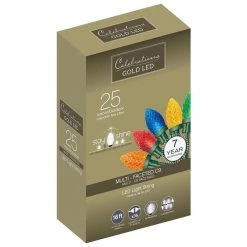 Discount ⭐ Celebrations Gold LED C9 Multicolored 25 ct String Christmas Lights 16 ft. ❤️