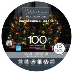 Wholesale ⌛ Celebrations Platinum LED Mini Multicolored 100 ct Net Christmas Lights 4 ft. 🌟