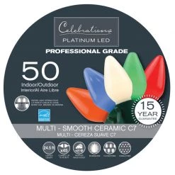 Cheap ✔️ Celebrations Platinum LED C7 Multicolored 50 ct String Christmas Lights 24.5 ft. 👏