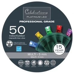 Brand new 👏 Celebrations Platinum LED Micro/5mm Multicolored 50 ct String Christmas Lights 24.5 ft. 🎉