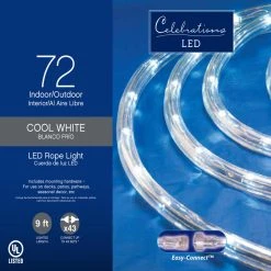 Best deal 😀 Celebrations LED Cool White 72 ct Rope Christmas Lights 9 ft. 🎉