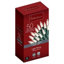 Discount 🎁 Celebrations Incandescent Mini Clear/Warm White 50 ct String Christmas Lights 10.2 ft. 😀