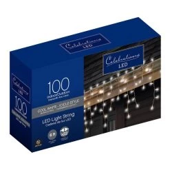 Outlet 😀 Celebrations LED Mini Cool White 100 ct Icicle Christmas Lights 5.67 ft. 💯