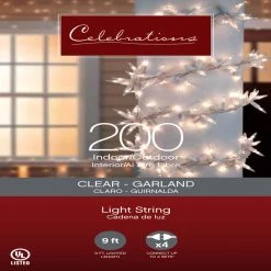 Promo ❤️ Celebrations Incandescent Clear 200 ct Rope Christmas Lights 9 ft. 🎁