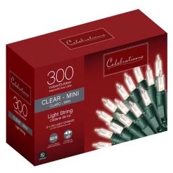 Discount 🔥 Celebrations Incandescent Mini Clear/Warm White 300 ct String Christmas Lights 62 ft. 💯