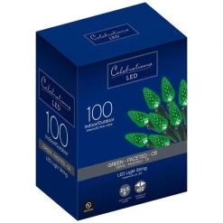 Best Sale 💯 Celebrations LED C6 Green 100 ct String Christmas Lights 24.75 ft. 😍