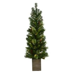 New ✔️ Celebrations 4 ft. Pencil LED 50 ct Potted Tree Christmas Tree 😀