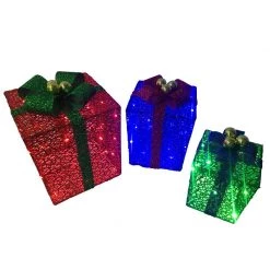 Best reviews of ⭐ Celebrations LED Red/Blue/Green 8/10/12 in. Gift Box Set Yard Decor ❤️