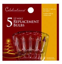Buy ⌛ Celebrations Incandescent Mini Clear/Warm White 5 ct Replacement Christmas Light Bulbs 🔥