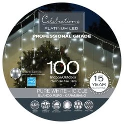 Cheapest ๐ Celebrations Platinum LED T5 Pure White 100 ct Icicle Christmas Lights 9.5 ft. ๐งจ