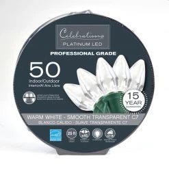 Brand new ⌛ Celebrations Platinum LED C7 Warm White 50 ct String Christmas Lights 24.5 ft. ✨