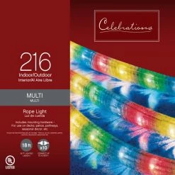 Flash Sale 🎁 Celebrations Incandescent Mini Multicolored 216 ct Rope Christmas Lights 18 ft. ❤️