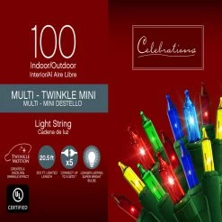 Outlet ✔️ Celebrations Incandescent Multicolored 100 ct String Christmas Lights 20 ft. 🧨