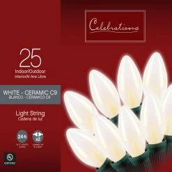 Wholesale 👍 Celebrations Incandescent C9 White 25 ct String Christmas Lights 25 ft. 😍