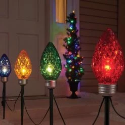 Outlet ✔️ Celebrations Incandescent Multi 13 in. Faceted C9 Bulb Lights Pathway Decor 🔔