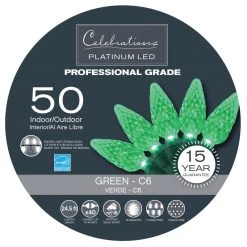 Cheap ❤️ Celebrations Platinum LED C6 Green 50 ct String Christmas Lights 24.5 ft. 👍