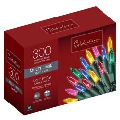 Budget 🎁 Celebrations Incandescent Mini Multicolored 300 ct String Christmas Lights 62 ft. 🤩
