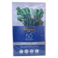 Best Sale 👏 Celebrations LED G14 Globe Clear/Warm White 50 ct String Christmas Lights 16 ft. 💯